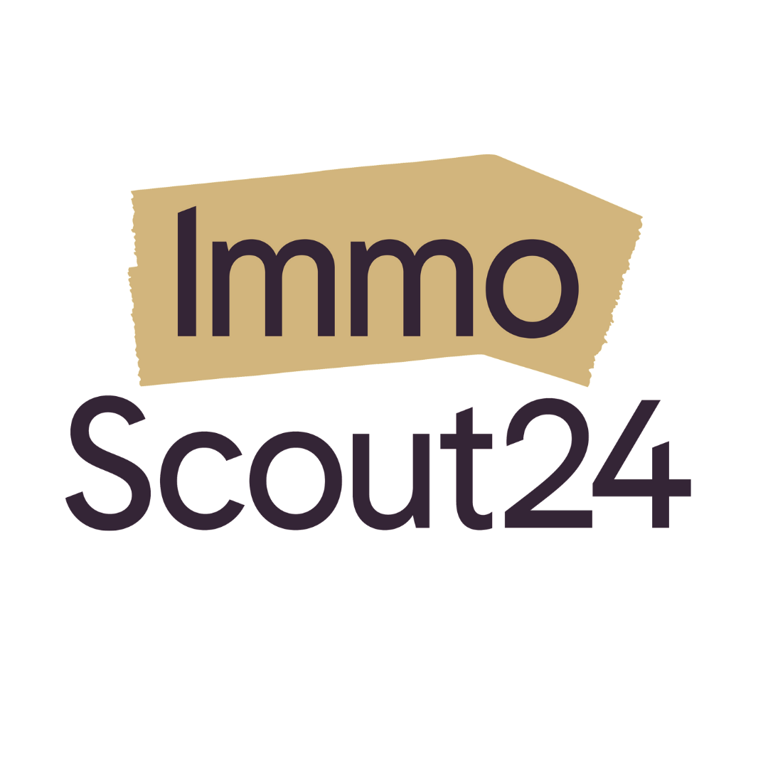 ImmoScout24-Logo in goldener FRANKENGRUND-Farbe hinterlegt