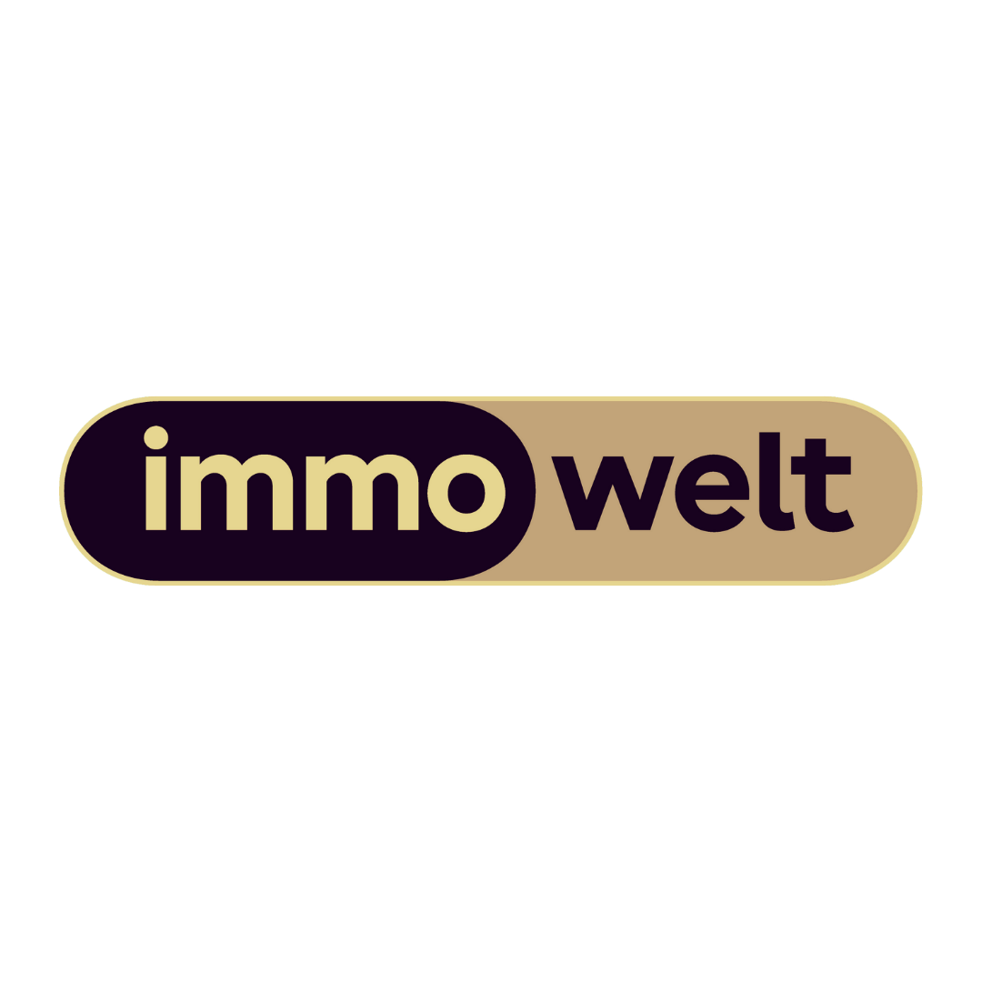 Logo des Immobilienportals Immowelt mit goldenem FRANKENGRUND-Farbcode hinterlegt